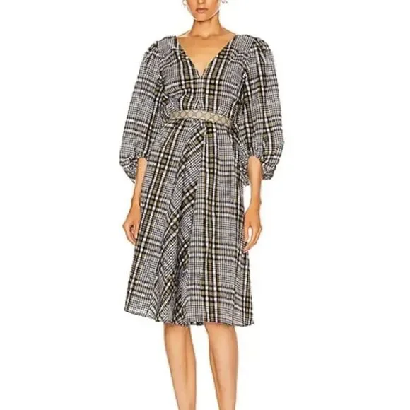 GANNI Seersucker Checked Dress